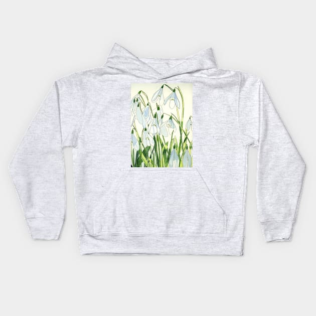 Snowdrops watercolour painting Kids Hoodie by esvb